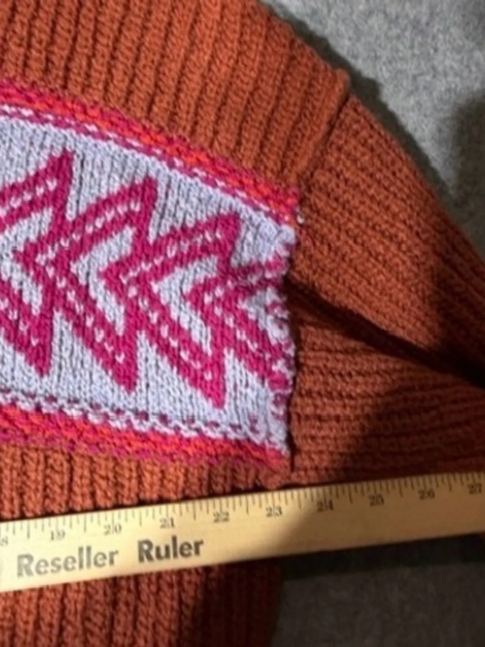 Free People Movement Check It Out Pullover Sweater Rusty Orange Geometric Sz S